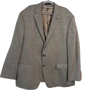 Lauren Ralph Lauren Sport Coat 50R Brown Silk Wool Glen Plaid Excellent